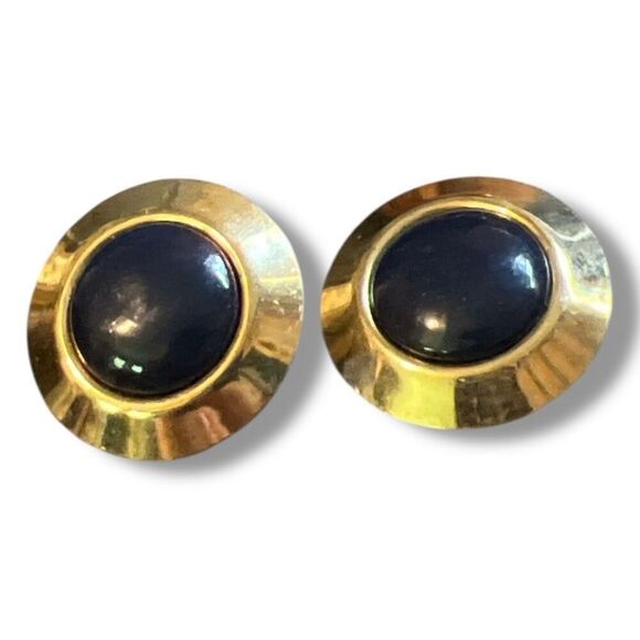 Bundle Sale 3 for $15 | Gold Tone Metal Stud Earrings with Blue Center - Picture 3 of 9